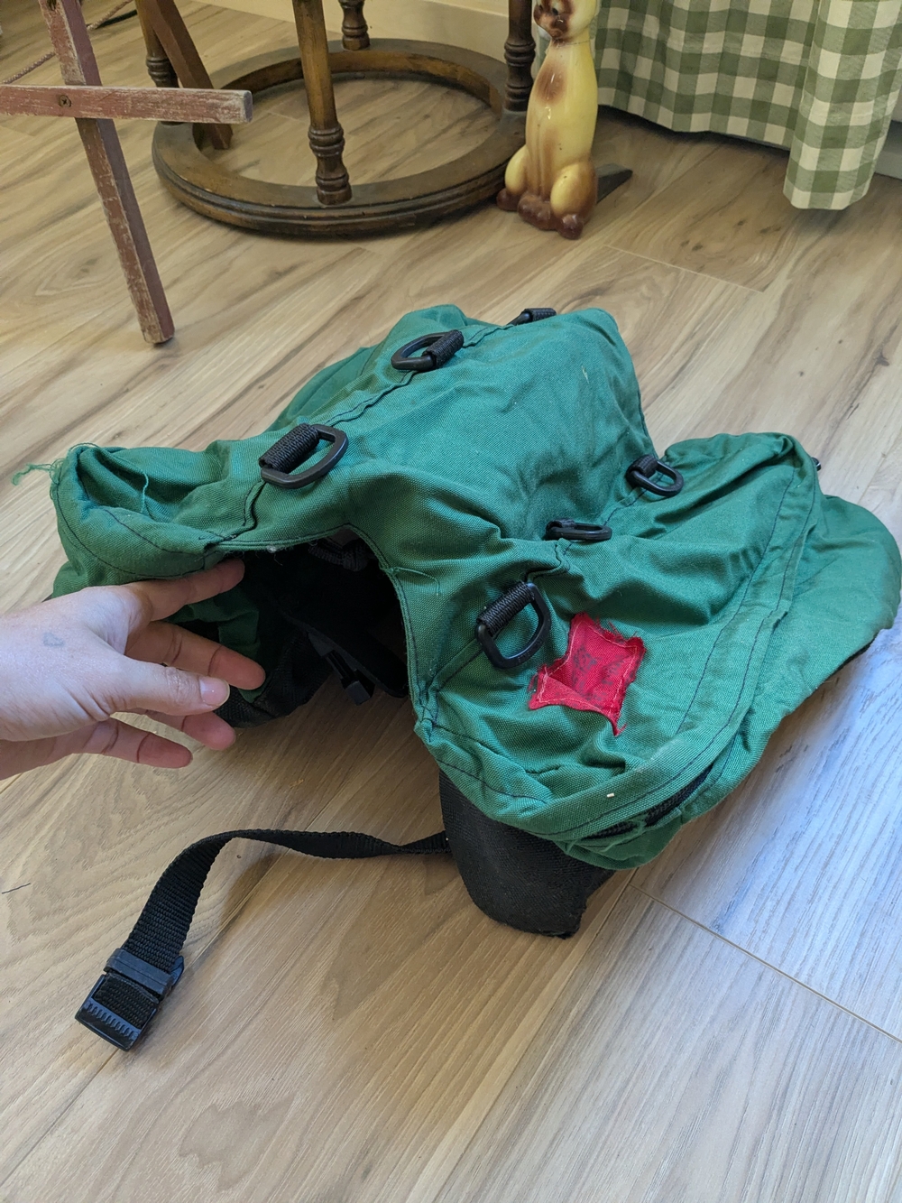Green Canvas Dog Backpack - Large